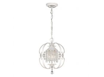 Golden Lighting Ella 3-Light White French Crystal Chandelier With Crystal Shade