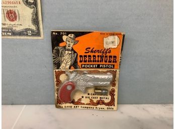 Sheriffs Derringer Pocket Pistol Cap Firing Die Cast Metal Ohio Art Co #701