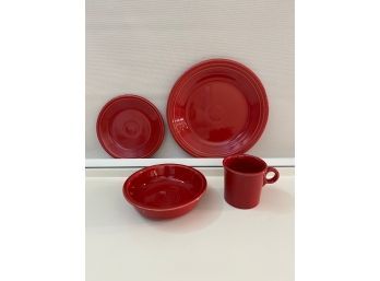 Fiestaware 4 Piece Set Color Scarlet Dinner Plate Salad Plate Coffee Mug & Medium Bowl