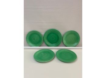 Fiestaware 5 Piece Set Color Meadow 4 Plates 9 1/4' Diameter And 1 Plate 9 1/4 ' Diameter