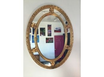 Large Oval Italian MIRROR Hand Painted Gold Leaf