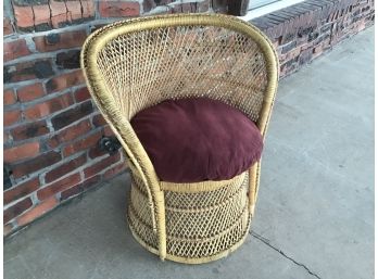 Vintage Wicker Accent CHAIR Bamboo Ratton Peacock Mcm