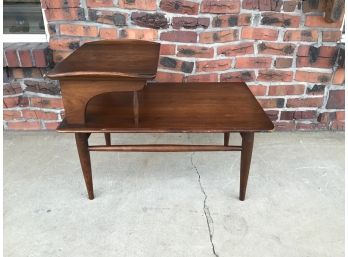 Mid Century Modern Walnut Step Side TABLE Solid Wood Retro Mcm
