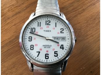 Timex Indiglo White Face WATCH Silver Band