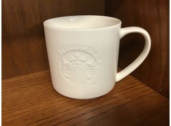 Embedded Starbucks Logo Coffee Company White 2013 Cup Coffee Mug 12 Oz