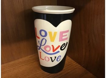 Love Heart Starbucks Coffee Company Black Cup Coffee Mug 12 Oz