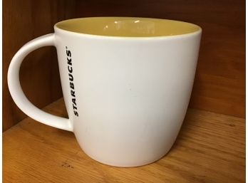 New Bone China 2011 Starbucks Cup White Coffee Mug Yellow Inside