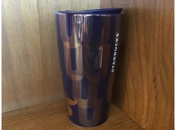 Beautiful Ceramic Purple N Gold Starbucks Coffee Company Cup Coffee To Go With Lid Mug 12 Oz