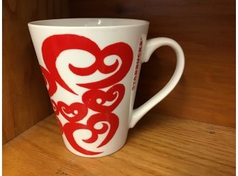 Red Hearts 2016 Starbucks Coffee Company White Cup Coffee Mug 12 Oz