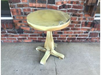 Vintage Round Wooden TABLE Plant Stand Woobly