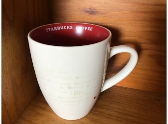 Faded 2008 Starbucks Coffee Company White Cup Coffee Mug 12 Oz