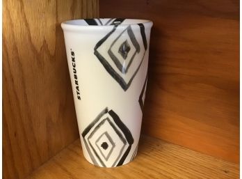 Artistic Squares 2014 Starbucks Coffee Company White To Go Cup Coffee Mug 10 Oz
