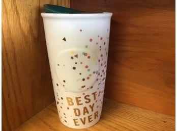 Best Day Ever 2015 Starbucks Coffee Company To Go Cup Coffee Mug With Ceramic Lid 10 Oz