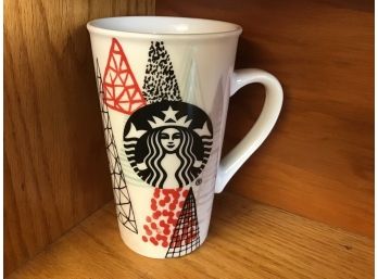 Classic Logo Trees Triangles Starbucks Coffee Company White Cup Coffee Mug 16 Oz