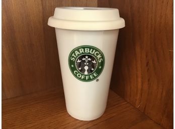 Classic Logo 2014 Starbucks Coffee Company White Cup Coffee To Go With Silicone Lid Mug