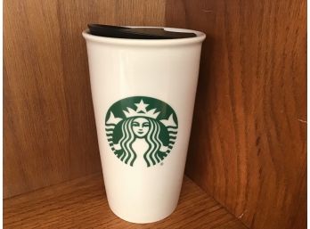Classic Logo 2016 Starbucks Coffee Company White Cup Coffee To Go With Lid Mug 12 Oz