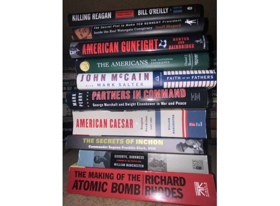 LOT OF 10 BOOKS INCLUDING BILL OREILLY  AND WILLIAM MANCHESTER