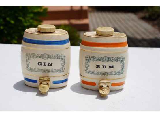 LOT OF GIN AND RUM PORCELAIN PITCHERS,5IN HEIGHT