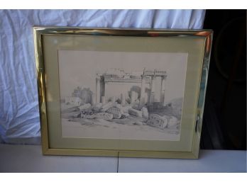 DAVID ROBERTS LITHOGRAPH, SIGNED, 20X17 INCHES