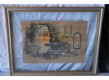 ANTIQUE EGYPTIAN PAINTING, SIGNED, 17.5X21.5 INCHES