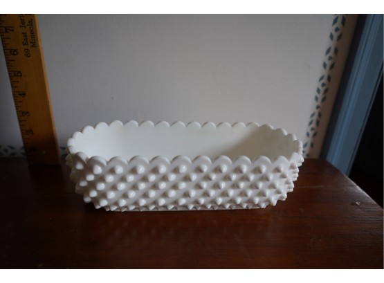 MILK GLASS BOWL LONG, 3X10 INCHES