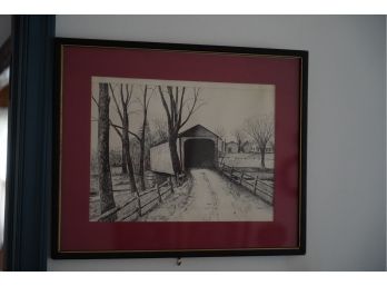 BLACK AND WHITE PRINT, SIGNED, 21X17 INCHES
