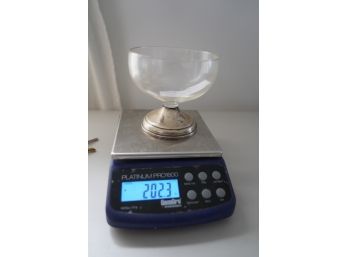 GLASS BOWL WITH STERLING SILVER BOTTOM, 202.3 GRAMS