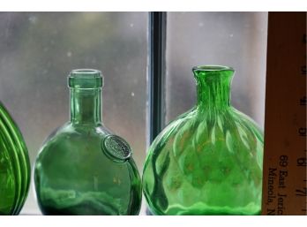 LOT OF 3 GREEN VASES