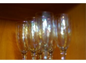 LOT OF 6 CHAMPAGNE GLASSES MULTI COLOR GLASS