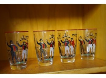 LOT OF 4 VINTAGE SOLDIERS GLASSES, MID CENTURY