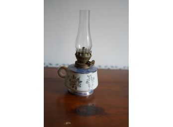 ANTIQUE PORCELAIN CANDLE  HOLDER, 7IN HEIGHT
