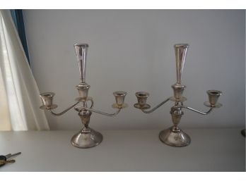 STERLING SILVER WEIGHTED CANDLE STICKS, 895.1 GRAMS EACH