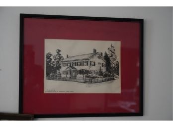 HISTORICAL HOME OF WANTAGH, LONG ISLAND BY ROSALIND 1968, 21X17 INCHES  PRINT