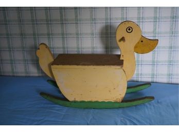 ANTIQUE WOOD ROCKING DUCK, 20X28 INCHES