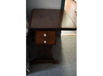ANTIQUE TWO DRAWERS SIDE TABLE WITH EXTENSION