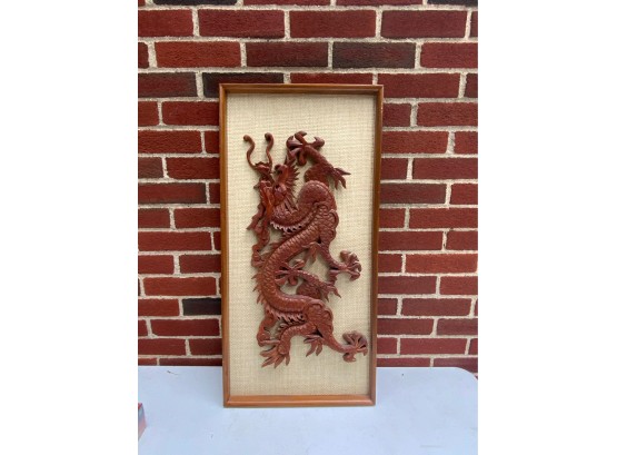 HANGING WOOD DECORATION OF A DRAGON, 31.5X15.5 INCHES