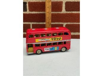 VINTAGE DOUBLE DECKER FRICTION TOY BUS