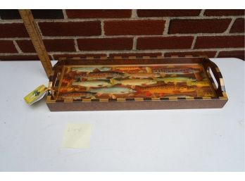 HAND PAINTED WOOD TRAY, 21X8 INCHES
