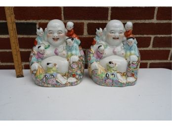 LOT OF 2 PORCELAIN BUDDHAS, 10IN HEIGHT