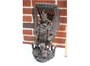 HAND CRAFTED WOOD STATUE  MADE IN INDONESIA, 16IN HEIGHT