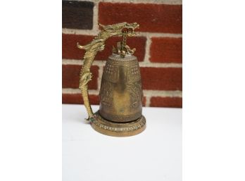 HEAVY ASIAN STYLE BRASS METAL DECORATION,  8IN HEIGHT