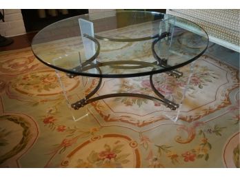 GLASS TOP ROUND COFFEE TABLE