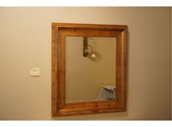 HANGING WOOD MIRROR, 33X29 INCHES