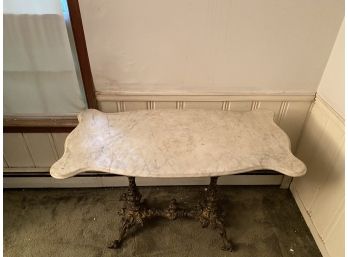 MARBLE TOP TABLE WITH METAL BOTTON,