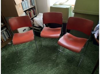 Retro LOT OF 3 VINTAGE RED CHAIRS