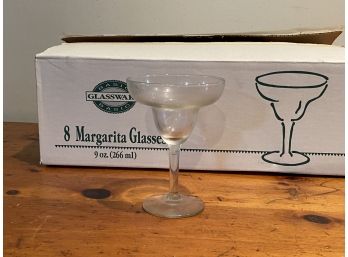 LOT OF 8 MARGARITA GLASSES, WITH BOX