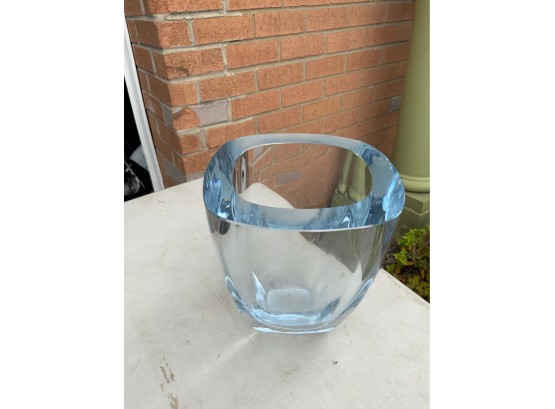 THICK GLASS DECORATION BOWL, SIGNED AND NUMBER, 6X5 INCHES
