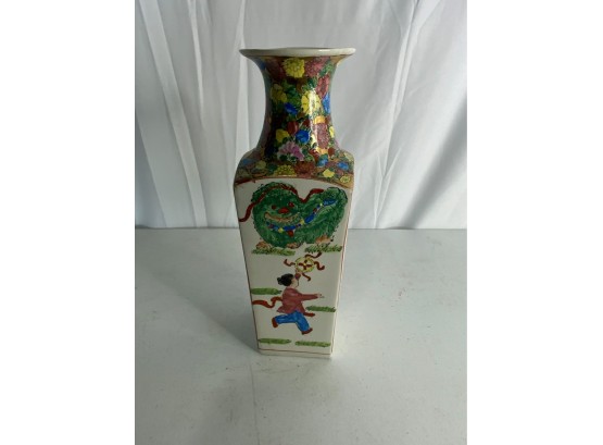 ASIAN STYLE VASE, MADE IN CHINA FLOWER VASE, 12IN HEIGHT