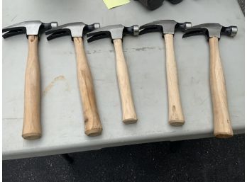 LOT OF 5 WOOD HANDLE HAMMERS VARIOUS SIZES