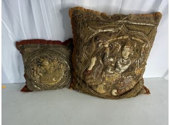 LOT OF 2 HAND MADE PILLOWS